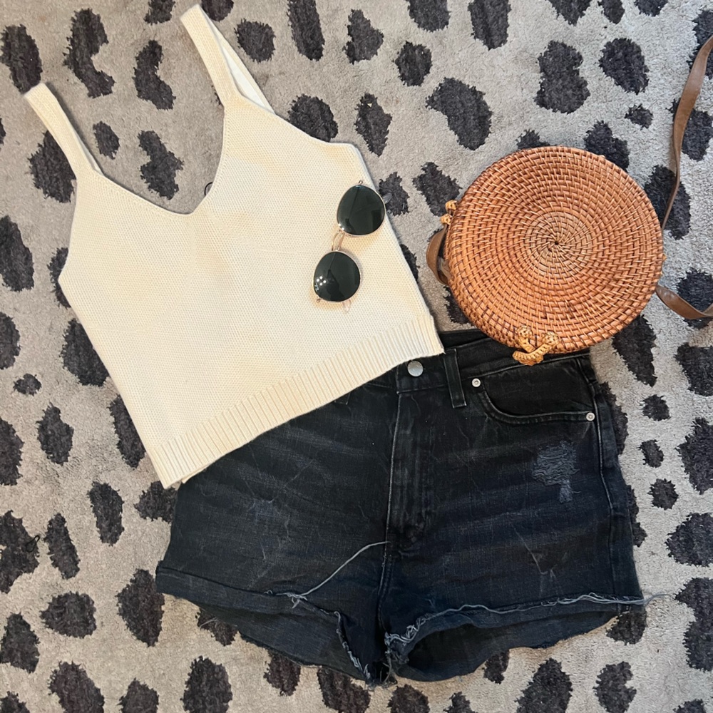 BDG black denim high waisted shorts